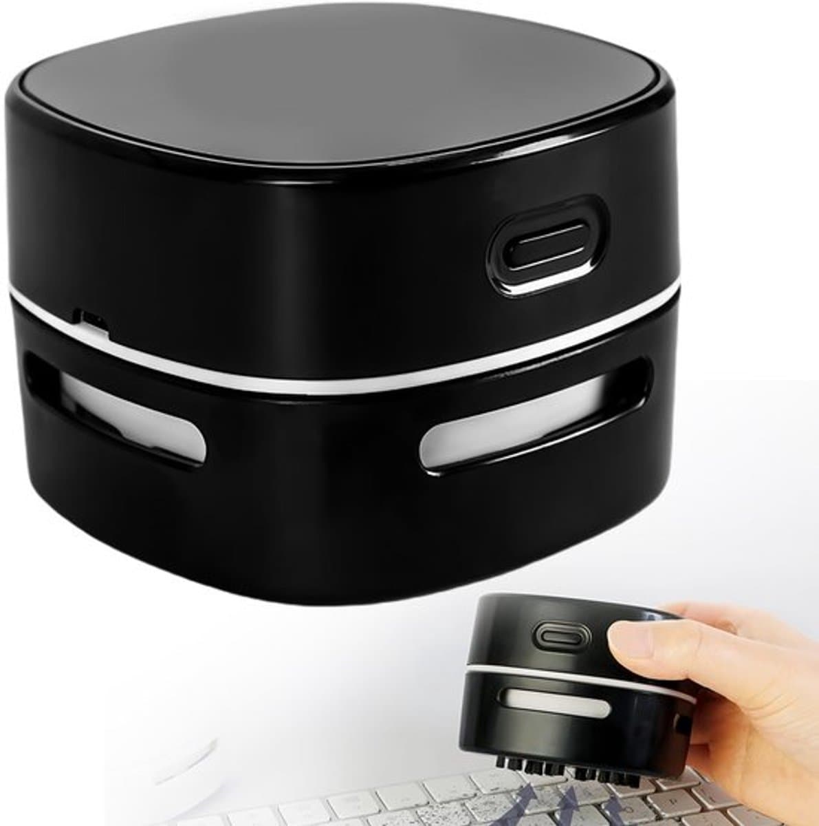 Mini-stofzuiger, USB-oplaadbaar, mini-tafelstofzuiger, krachtige 360° draaibare, draagbare, draadloze handstofzuiger met oplaadkabel en borstel voor kantoor, auto, reizen en school. — afbeelding 1