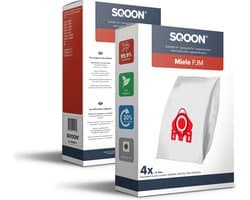 SQOON® (SQ22) Stofzuigerzakken geschikt voor Miele F/J/M - Gelijk aan model: 9917710 - High Filtration - Inclusief uitblaasfilter - 4 stuks
