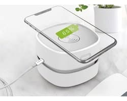 Bureau Stofzuiger - Mini Stofzuiger - Tafelstofzuiger - Kruimeldief - Draadloze Oplader - 2 in 1 - USB Oplaadbaar - Draagbare Stofzuiger - Bureau Accessoires - Gadget - Toetsenbord Reiniger - Compact - Telefoonoplader - Wit - 1 Stuk