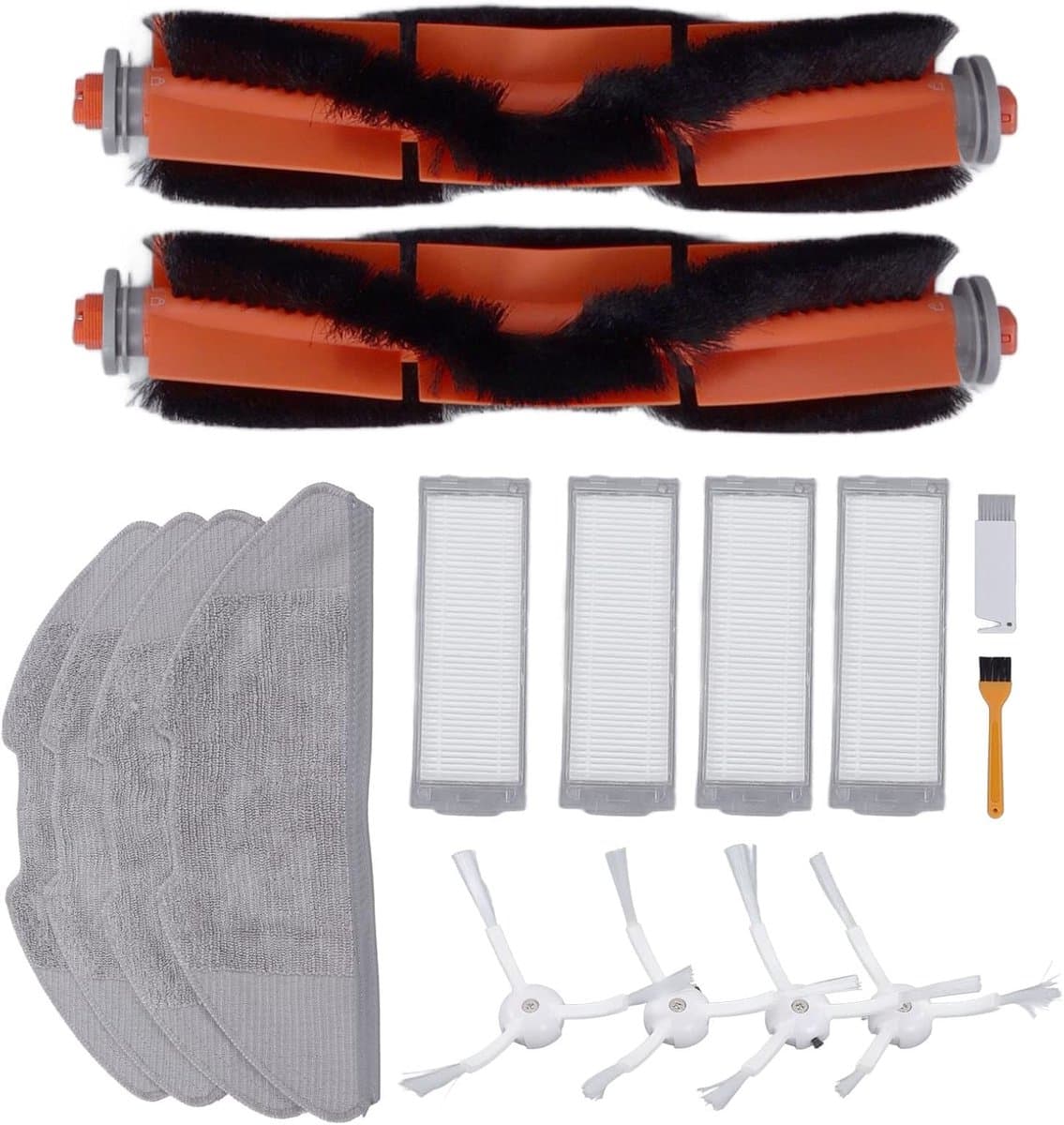 Reservestofzuigerset, voor Mi Robot Mop accessoireset, Geschikt voor 2 Lite Pro MJSTL MJST1S veegmachines, inclusief 2 hoofdborstels, 4 filters, 1 borstel, 4 zijlappen — afbeelding 1