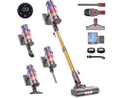 Steelstofzuiger Draadloos - Krachtige Stofzuiger - Huis Reinigen - Automatische Zuigkracht - 75 Min Looptijd - Goud