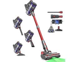 Draadloze stofzuiger - Steelstofzuiger - Snelle schoonmaak - Lichtgewicht ontwerp - 3.95 kg - Donkerrood