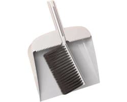 Stofblik Bureaubezemset - Veegset Pan - Bureau Reinigen - Met Schraperstrip - 32.5 cm - Grijs