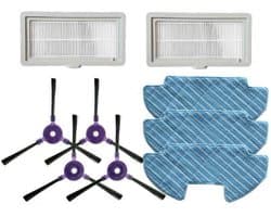 9stuks - geschikt voor Samsung Powerbot-E VR05R5050WK robotstofzuiger - accessoireset - 3 dweildoeken, 2 filters en 4 zijborstels.