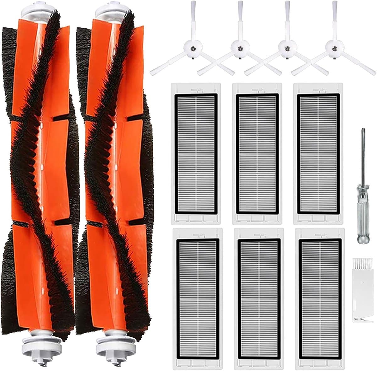 Accessoires reserveonderdelen Geschikt voor Xiaomi Roborock S6 S60 S65 S5 Max S5 S50 S51 S55 stofzuiger, 2 hoofdborstels, 6 Hepa-filters, 4 zijborstels, 1 reinigingsgereedschap, 1 schroevendraaier — afbeelding 1