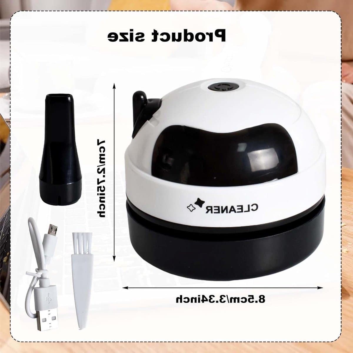 Mini Tafelstofzuiger - Draagbare Stofzuiger - Bureau Schoonmaken - USB Oplaadbaar - 8.5 x 7 x 8.5 cm - Zwart — afbeelding 1