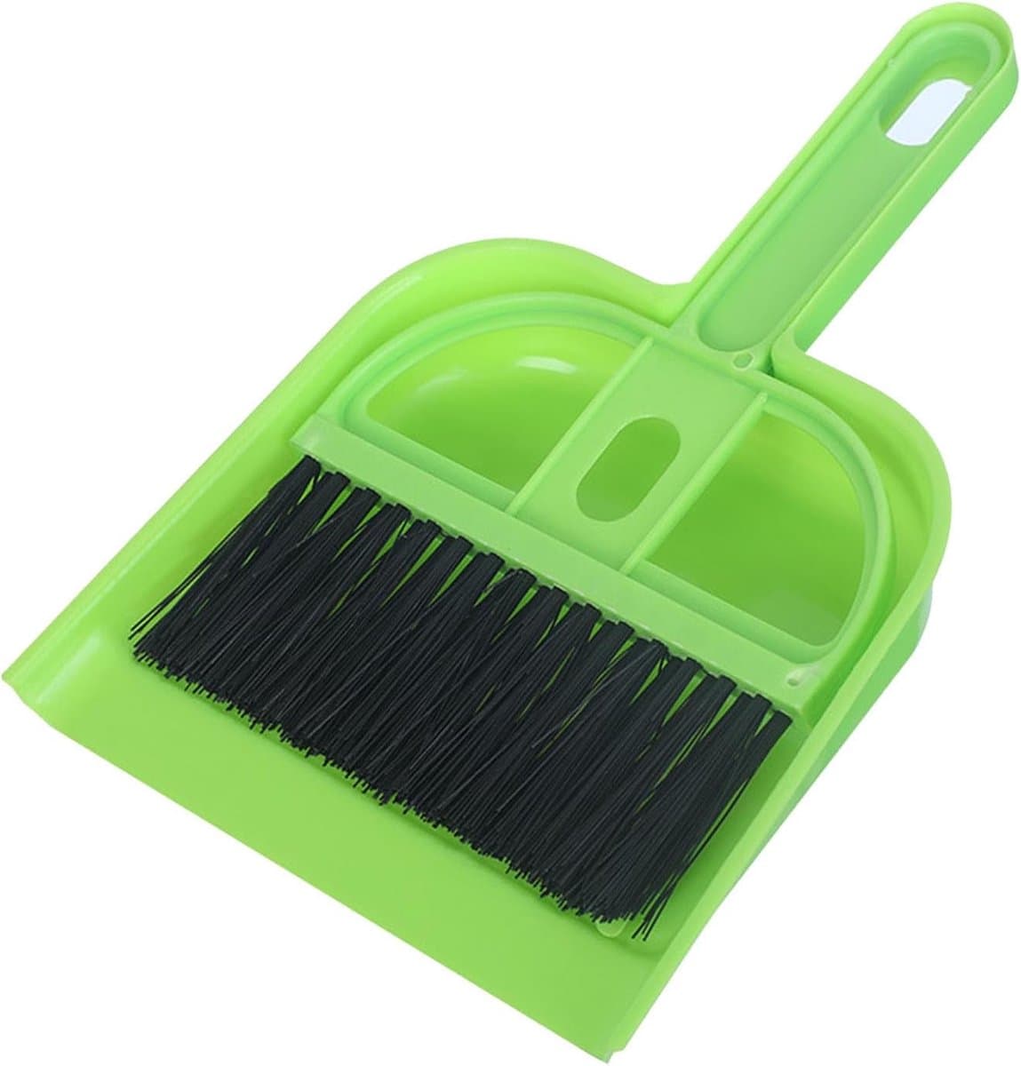 Miniatuur Veegset - Kleine Stoffer Blik - Bureau Schoonmaken - Ergonomische Grip - 43 Gram - Blauw Groen — afbeelding 1