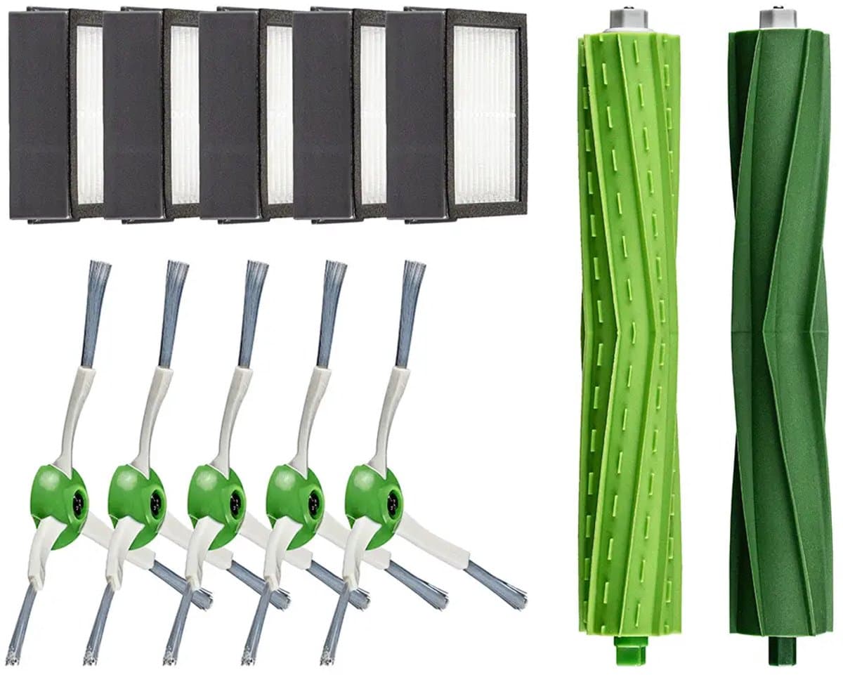 SQOON® Complete Onderhoudsset / Accessoire Kit Geschikt voor iRobot Roomba e5/e6/e7 en i1/i1+/i3/i3+/i4/i4+/i5/i5+/i6/i6+/i7/i7+/i8/i8+ – 5 HEPA-filters, 5 zijborstels & 2 rubberen rolvegers — afbeelding 1