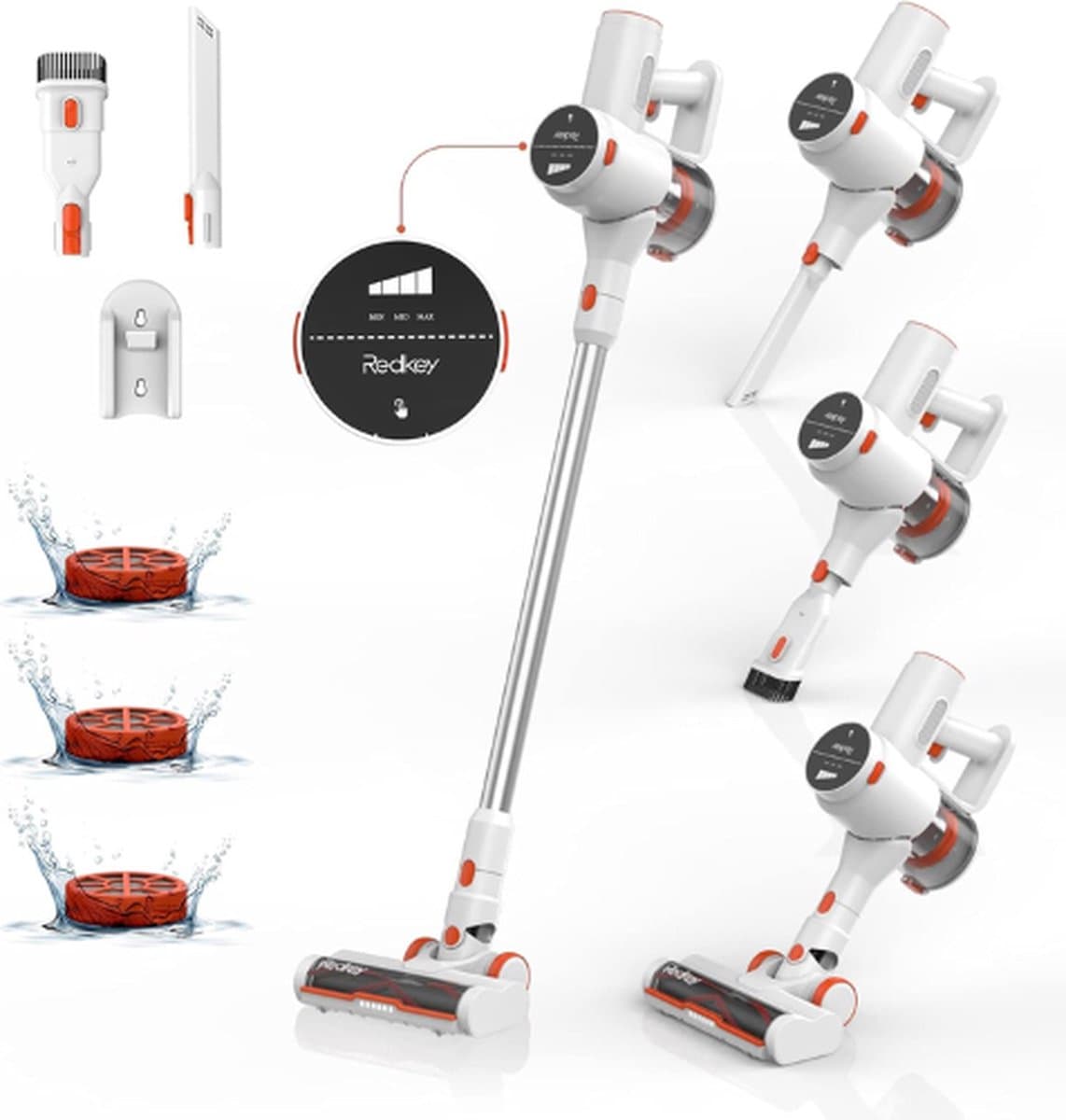 REDKEY® Steelstofzuiger - Steelstofzuiger Draadloos - Steelstofzuigers - Steelstofzuiger Zonder Zak Op Accu - Stofzuiger Draadloos - Stofzuiger Robot - Steelstofzuiger Met Snoer - Steelstofzuiger Wit — afbeelding 1