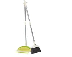 Stoffer en blik - Veegset - Binnen schoonmaken - Staat rechtop - Verlengde handgreep - Zwart