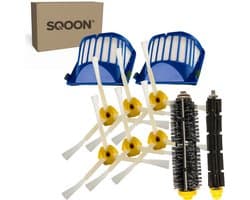 SQOON® vervangingsset geschikt voor iRobot Roomba 600-serie robotstofzuigers - 9-delige onderhoudskit met HEPA-filters, zijborstels en borstelrol