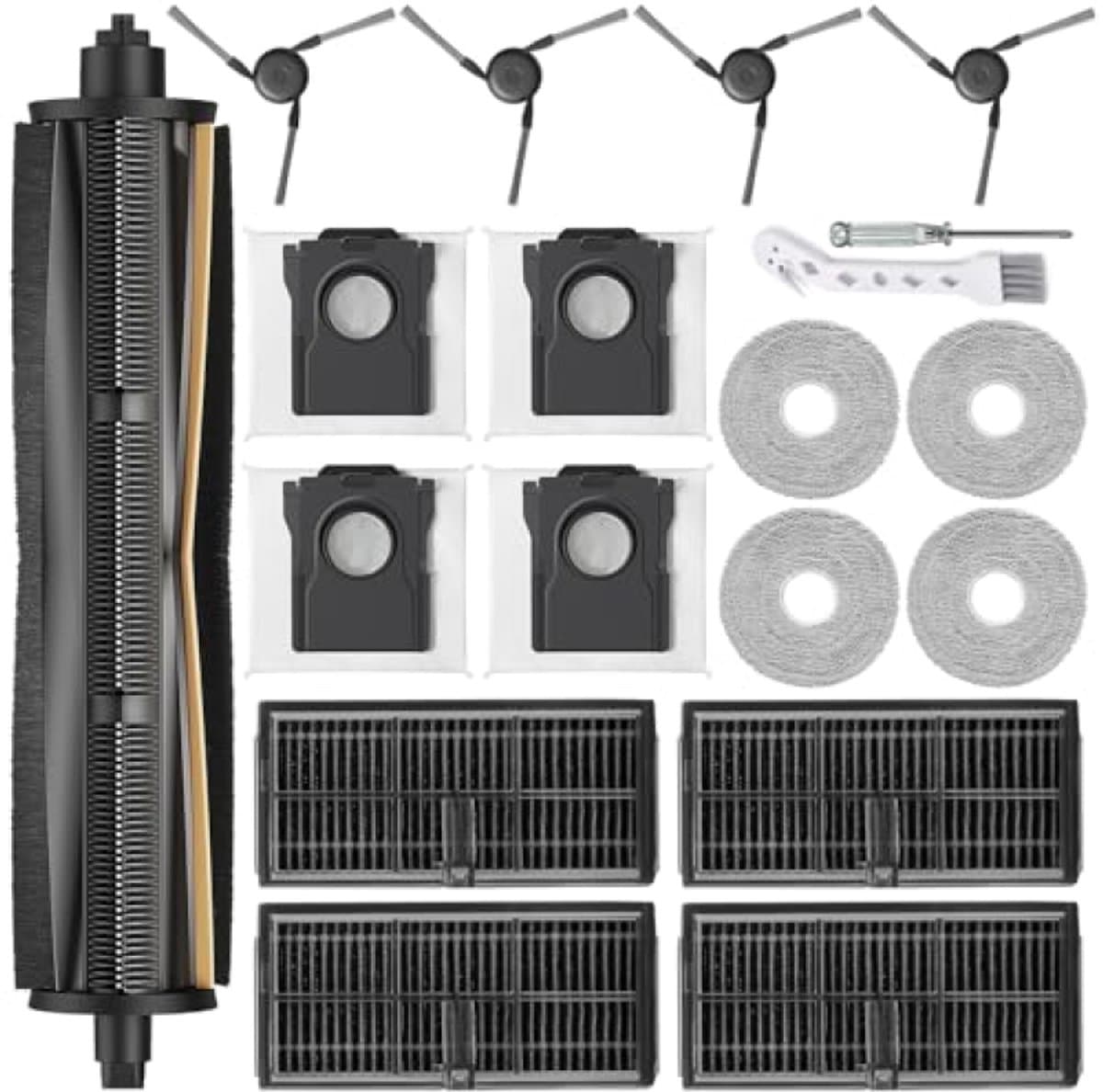 Vervangende accessoireset voor Dreame L10s Ultra Gen 3, X40 Ultra Complete, L40 Ultra, X40 Master en Mova P50 Pro Ultra – 1 TriCut-hoofdborstel, 4 stofzakken, 4 HEPA-filters, 4 doeken en 4 zijborstels — afbeelding 1