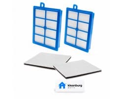 Kleanburg filterset geschikt voor Philips stofzuigers, 2 HEPA filters + 2 motorfilters, 4 delige onderhoudsset, geschikt voor Jewel, Mobilo, Performer, Performer Pro, Specialist, Studio Power en Universe