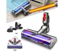Stofzuigerborstel Met Nylonfilamenten Met Hoge Dichtheid 180° Verstelbaar - Voor Dyson V7 V8 V10 V11 V15 - Geschikt Voor Alle Vloeren Kliksysteem Zachte Borstelharen - Grijs