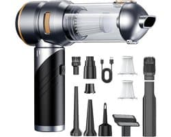 Handstofzuiger - Auto stofzuiger - Auto reinigen - Draadloos en draagbaar - 21 cm lengte - Zilver-zwart