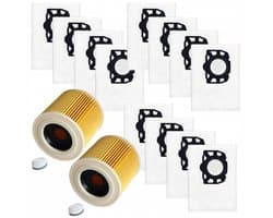 AreoSe - Stofzuigerzakken en filters voor Karcher WD3 WD2 Plus SE 4001 - 14 zakken + 2 filters