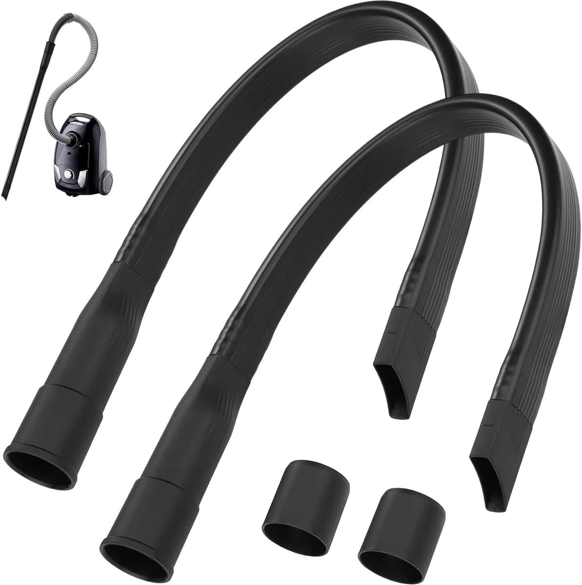 Flexibele Kierenzuiger - 2 Stuks - Buigbaar Mondstuk voor Moeilijke Hoeken - 62 cm Extra Lang - Universeel Stofzuiger Opzetstuk (32/35mm) - Voor Radiator, Auto & Bank - Zwart — afbeelding 1