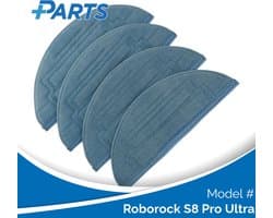 Roborock S8 Pro Ultra Dweilpads (4 Stuks, Plus.Parts® alternatief voor 8.02.0198)