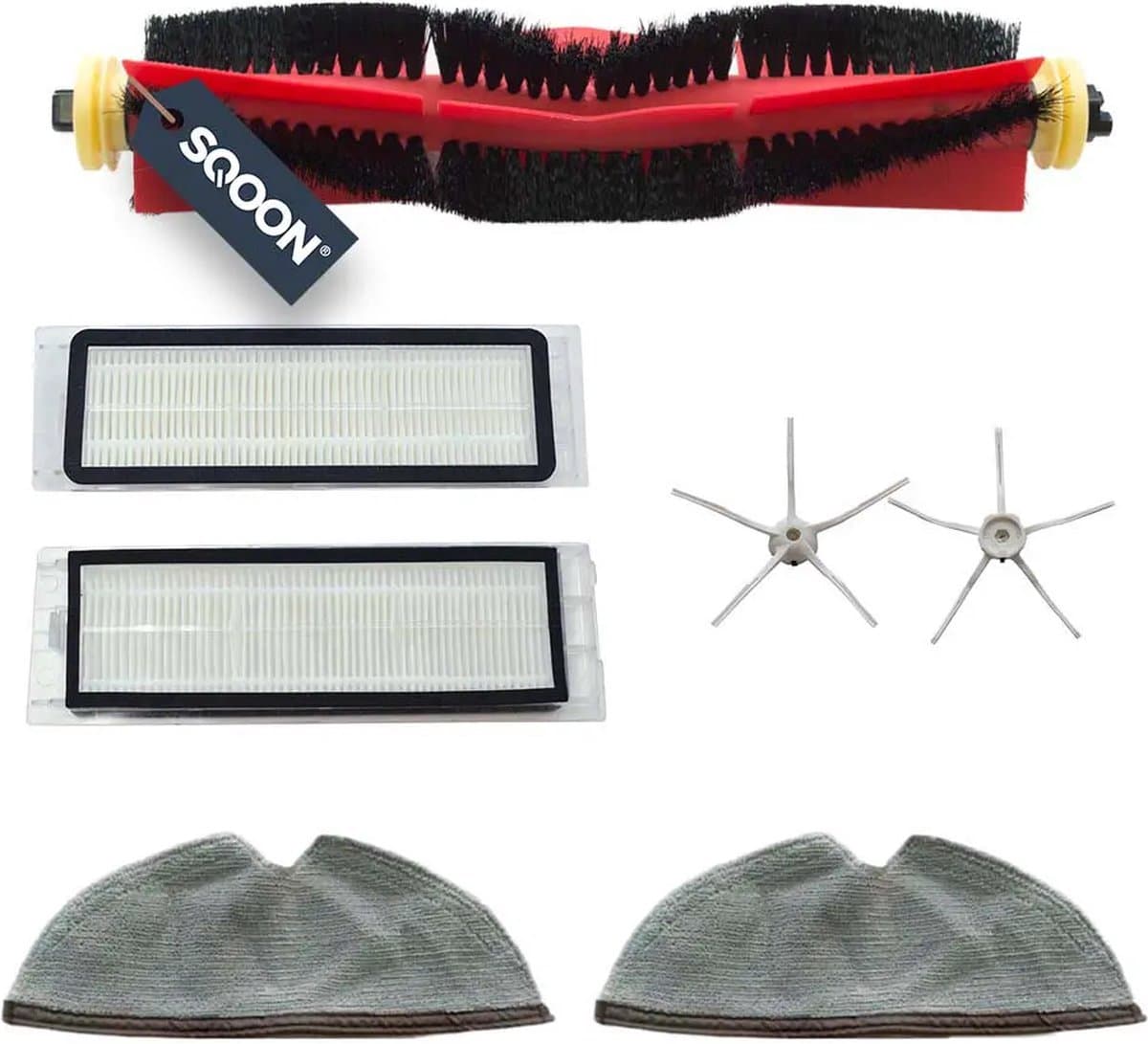 SQOON® Vervangingsset geschikt voor Roborock S5/S6 serie - 7-delige onderhoudskit voor robotstofzuiger - Gelijk aan originele onderdelen - Voor grondig en regelmatig onderhoud — afbeelding 1