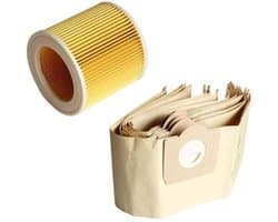 Stofzakken - Geschikt voor KARCHER - WD3 Premium - 5 zakken - 1 HEPA-filter - stofdicht