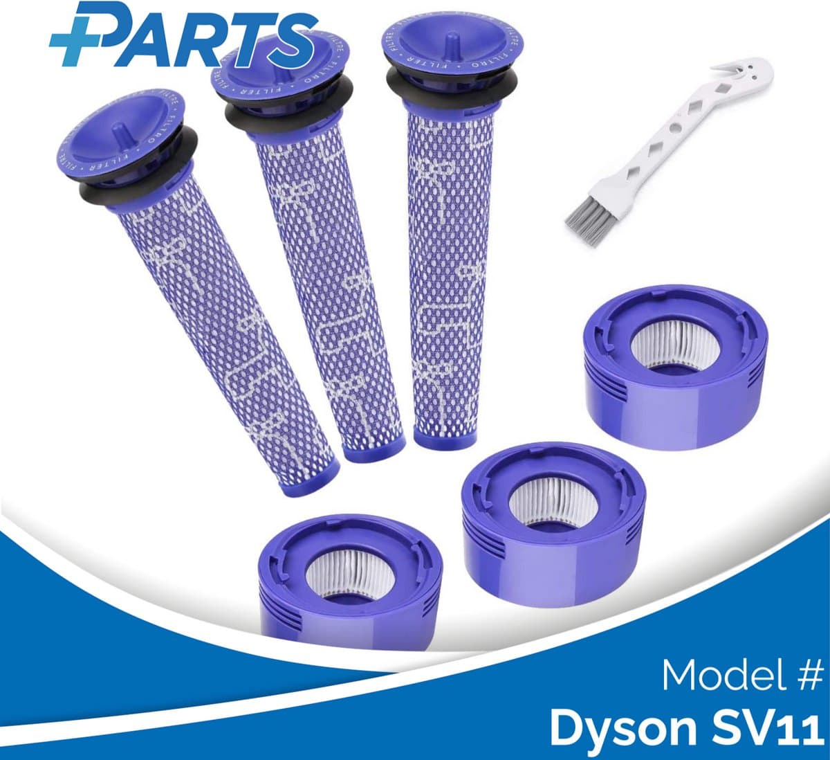 Dyson SV11 Filters (7 Stuks, Plus.Parts® alternatief voor 965661-01 / 967478-01) — afbeelding 1