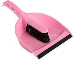Mini Handbezem - Stoffer en Blik - Bureau Schoonmaken - Zacht en Duurzaam - 20 x 31 cm - Roze