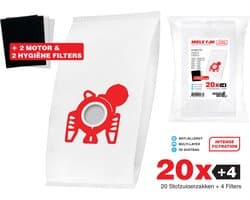 20x Miele Stofzuigerzakken FJM - 3D stofzakken + Filter set - Hygiëne en Motor filter meegeleverd! Premium kwaliteit - Multi lagen - Anti Allergie -Geschikt voor o.a. Miele C2, C1, S6, S4, S6000, S4000, S700, S500, S300, S200