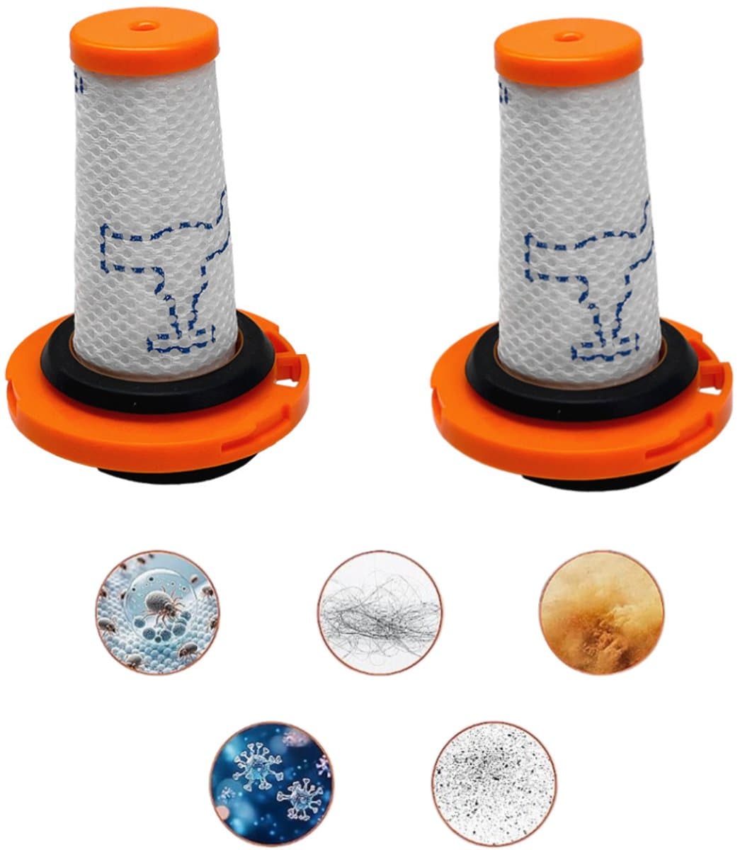 Set van 2 - Filterpatronen - Stofzuigerfilters - Reinigingsaccessoires - Wasbaar - Herbruikbaar - Compatibel met Rowenta X-Force Flex 9.60 stofzuigers - Oranje — afbeelding 1