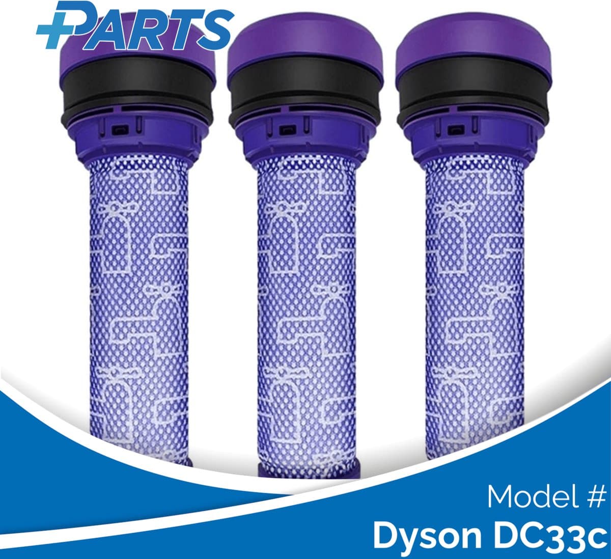 Dyson DC33c Filters (3 Stuks, Plus.Parts® alternatief voor 923413-01) — afbeelding 1