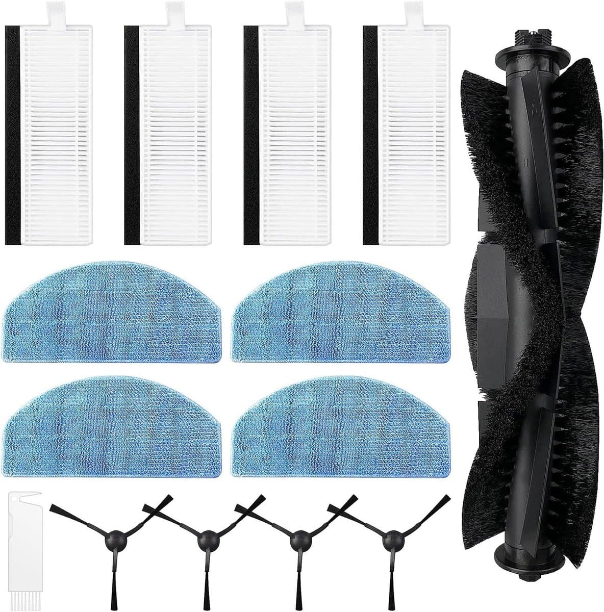 Cosensi - Accessoireset voor Robotstofzuiger - Reserveonderdelen - 1 Rolborstel - 4 Filters - 4 Dweilpads - 4 Zijborstels - 1 Schone borstel — afbeelding 1