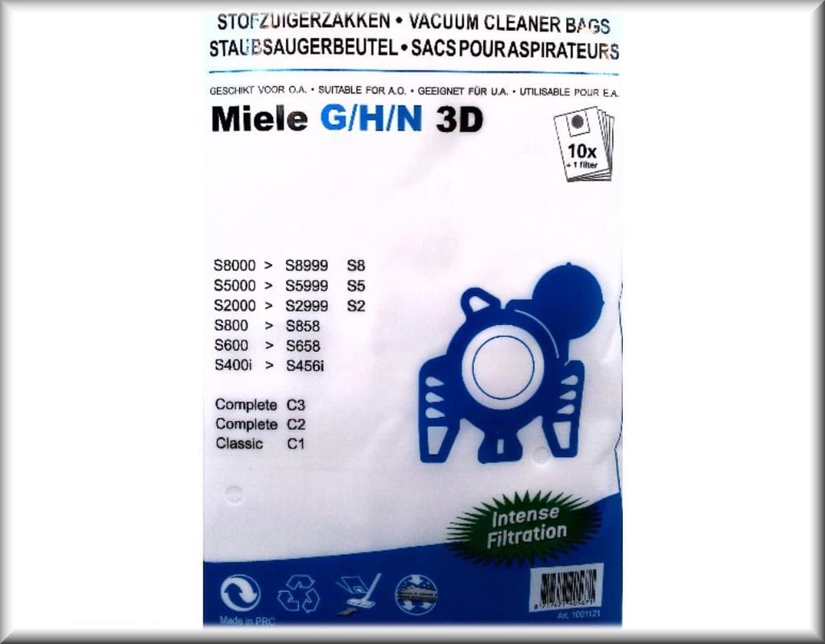 Miele G/H/N Microfleece 3D Stofzuigerzakken - 10 Stuks + 1 Filter — afbeelding 1