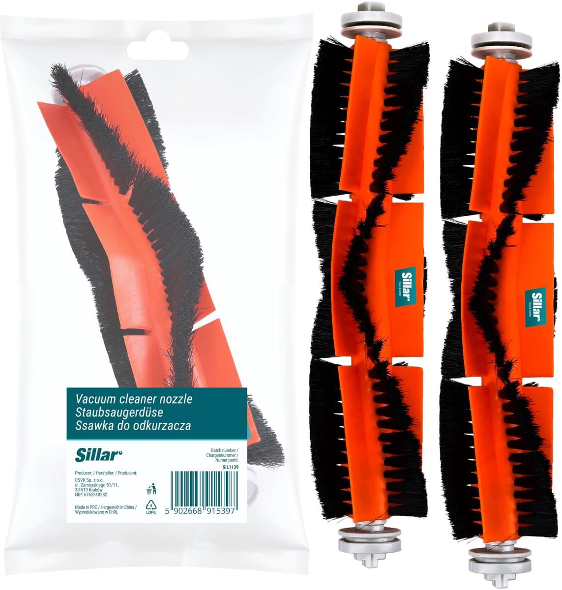 Sillar, Set 2 stofzuigerborstel, rolborstel, hoofdborstel voor robotstofzuiger, geschikt voor Xiaomi Mi Robot Vacuum Cleaner, Mi Roborock, Robot Vacuum Cleaner, vervanging SDZS01RR SDZS03RR SDZS04RR — afbeelding 1