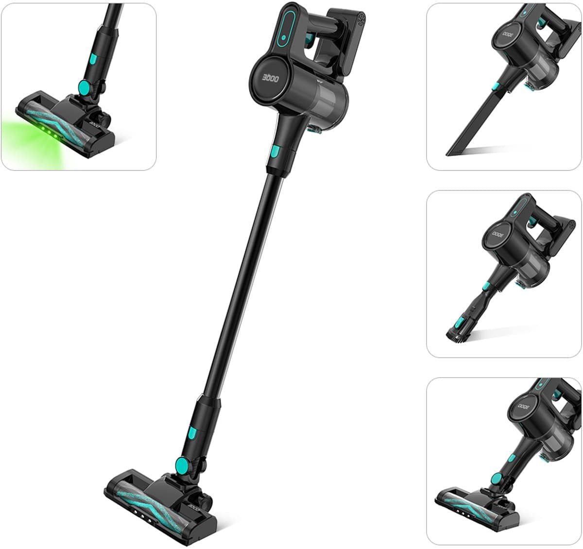 OOQE V-POWER TURBO All-in-One Professionele Draadloze Steelstofzuiger | Sterke Turbo Motor | AeroPulse: Hoge Luchtstroom | Led ClearVision | Gaat Beschadiging Vloer Tegen | Ergonomisch: Gaat Belasting Gewrichten Tegen | Zelf Staand Ontwerp | Zwart — afbeelding 1
