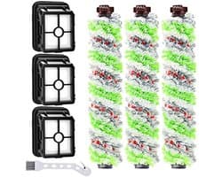 PromoHome 3-in-1 Reservefilterset en Borstelrollen voor Kruisstofzuigers - 3 Filters + 3 Microvezel Borstels - Geschikt voor Diverse Vloeroppervlakken en Huisdieren