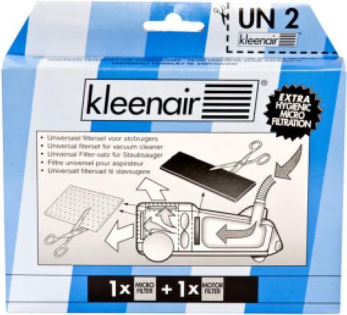 Kleenair universele filterset voor stofzuiger - microfilter voor uitblaasopening + motorfilter - op maat te knippen — afbeelding 1