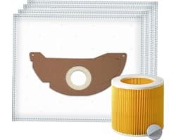 5x Dparts stofzuigerzakken en 1 filter geschikt voor Karcher WD2 en MV2 series - voor series A2004 A2054 WD 2.200 2.210 2.240 2.250 - nr. 6.904-322.0 - 6.414-552.0