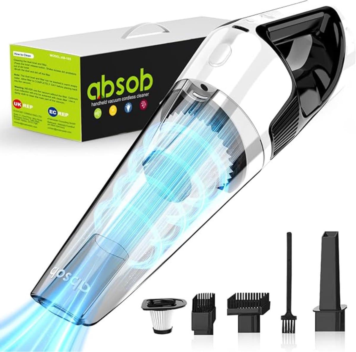 Luxe Kruimeldief – Snoerloos – Best Verkocht – Handstofzuiger – Vacuum Cleaner – 6000mAh – HEPA Filter – 10000PA – Lichtgewicht – Wit — afbeelding 1