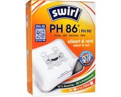 Swirl PH86 PH96 stofzuigerzakken - 4 stuks + 1 filter - Geschikt voor Philips AEG Electrolux S-Bag - nr. FC8021/03 - FC8021/05 - GR201S - GR201SM