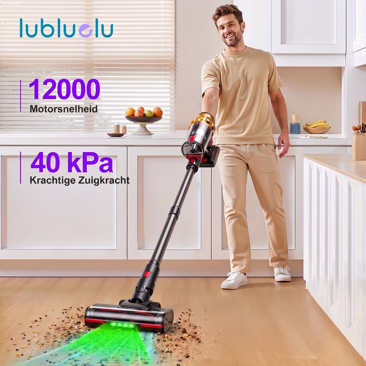 Lubluelu G11 Draadloze Steelstofzuiger 40Kpa- 5 in 1 Handstofzuiger - Zelfstaand Design - 45 Min Gebruikstijd - Verwijderbare Batterij- Anti-klit Borstel - HEPA-filter - LED-koplampen — afbeelding 1