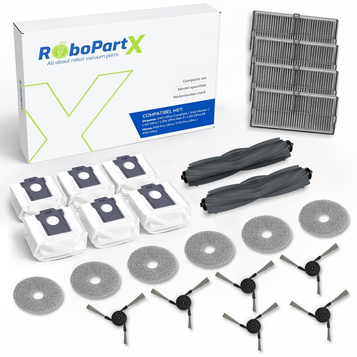 24-Delige Accessoires set Geschikt voor Dreame L10s Ultra Gen 3, X40 Ultra Complete, L40 Ultra & Mova P50 P70 Pro Ultra Robotstofzuigers - Complete Onderhoudsset — afbeelding 1