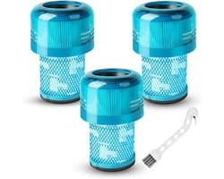 Geschikt voor Dyson V12 Filter Set van 3 - Geschikt voor Detect Slim, Absolute, Fluffy - Vervangt 971517-01 - Wasbaar HEPA Filter met Borstel - Blauw