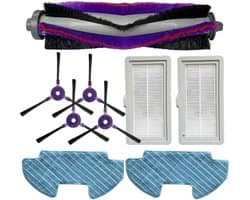 9stuks - geschikt voor de Samsung Powerbot-E VR05R5050WK robotstofzuiger - accessoireset -2dweildoeken, 2 filters en 4 zijborstels, 1 rolborstel