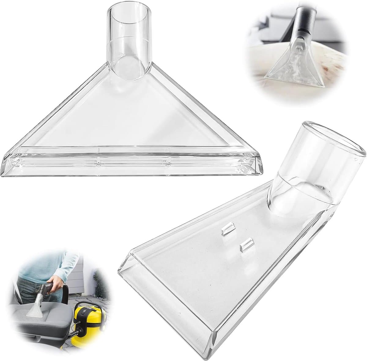 Set van 2 vacuümzuigeraccessoires voor bank, auto en nat/droog gebruik - transparante zuigpijpen — afbeelding 1