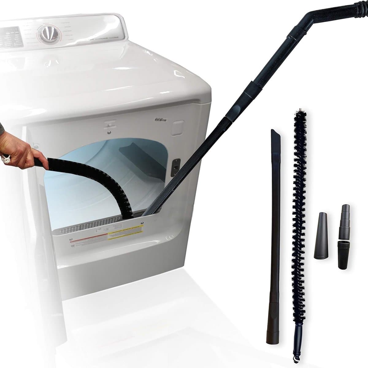 Vacuüm bevestiging voor droger ventilatie, spleet reinigingsgereedschap voor kleren droger met pluisvanger borstel en flexibele slang. — afbeelding 1