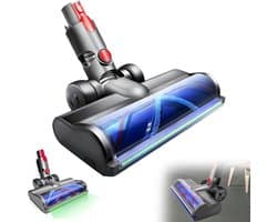 Globale stofdetectieborstel met groen licht - Vloerzuigmond - Compatibel met Dyson V15, V11, V10, V8 en V7 draadloze stofzuigers + leshp001 - Turboborstel - Stofzuigeraccessoires - Grijs
