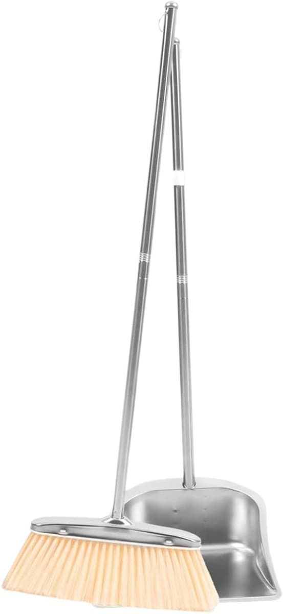 Keuken Veger Blik - Stofblik Set - Vloer Reinigen - Lang Handvat - Extra Breed - Zilver — afbeelding 1