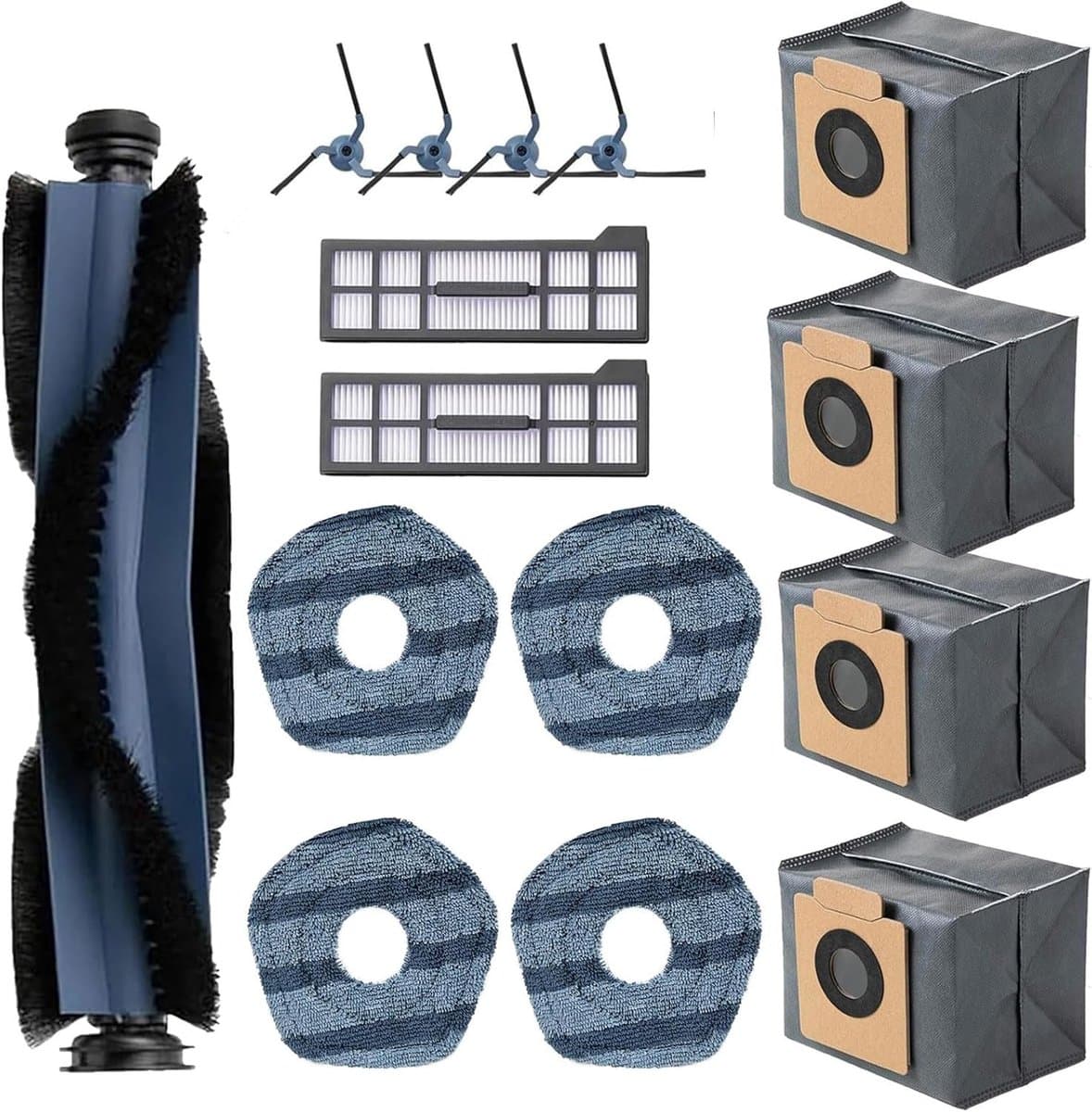 15-delige set accessoires geschikt voor X10 PRO OMNI robotstofzuiger: rolborstel, zijborstel, filter, dweil en stofzak — afbeelding 1