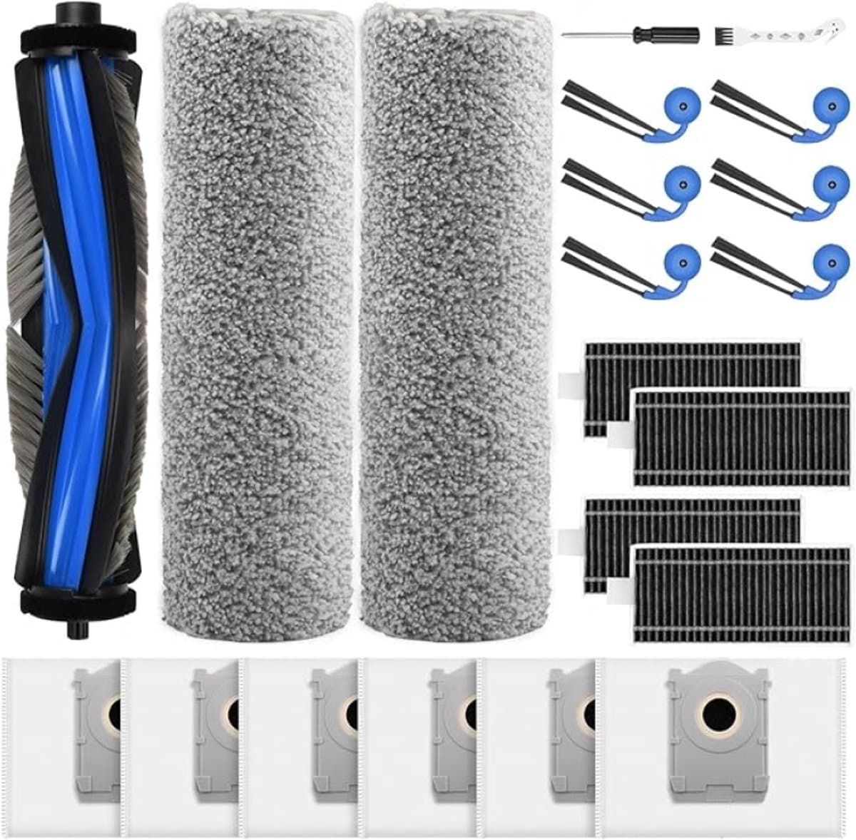 21-delig accessoireset voor Ecovacs Deebot X9 PRO Omni en X11 PRO Omni robotstofzuiger, vervangende onderdelen met hoofdborstel, stofzakken, dweilrollen, filters en zijborstels — afbeelding 1