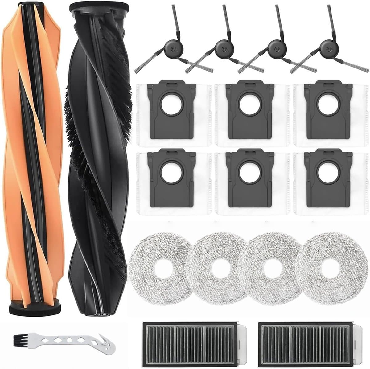Accessoireset - Geschikt voor Dreame X50 Ultra Complete/ L50 Pro Ultra/S50 Pro - 2 Hoofdrolborstel, 6 Stofzak, 4 Zijborstels, 2 Filter, 4 Dweildoeken, 1 Reinigingsborstel — afbeelding 1