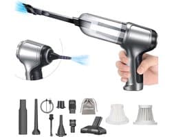 MKSS® Handstofzuiger Draadloos - Auto Stofzuiger - Kruimeldief Snoerloos - Kruimelzuiger - Zilver